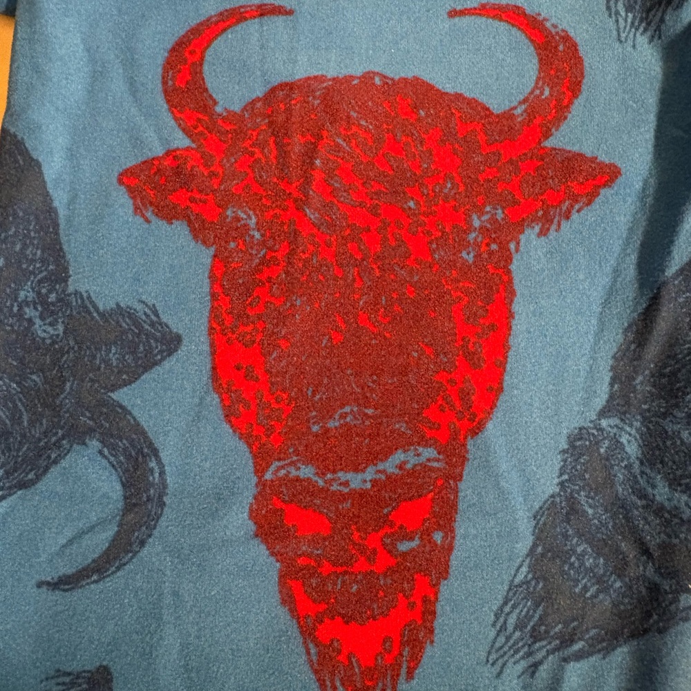 LuLaRoe vintage Women OS Leggings Blue Red Buffalo Animal Print  Made in China - Picture 3 of 10